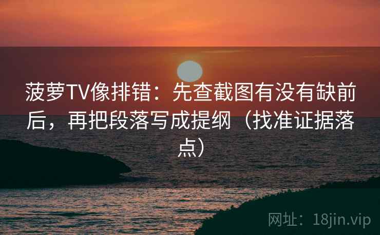 菠萝TV像排错：先查截图有没有缺前后，再把段落写成提纲（找准证据落点）