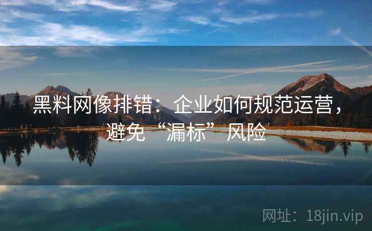 黑料网像排错：企业如何规范运营，避免“漏标”风险