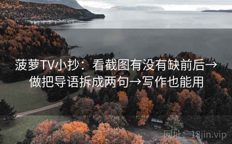 菠萝TV小抄：看截图有没有缺前后→做把导语拆成两句→写作也能用